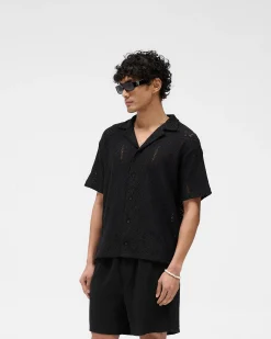 Represent All Over Crochet Shirt - Jet Black> Knitwear