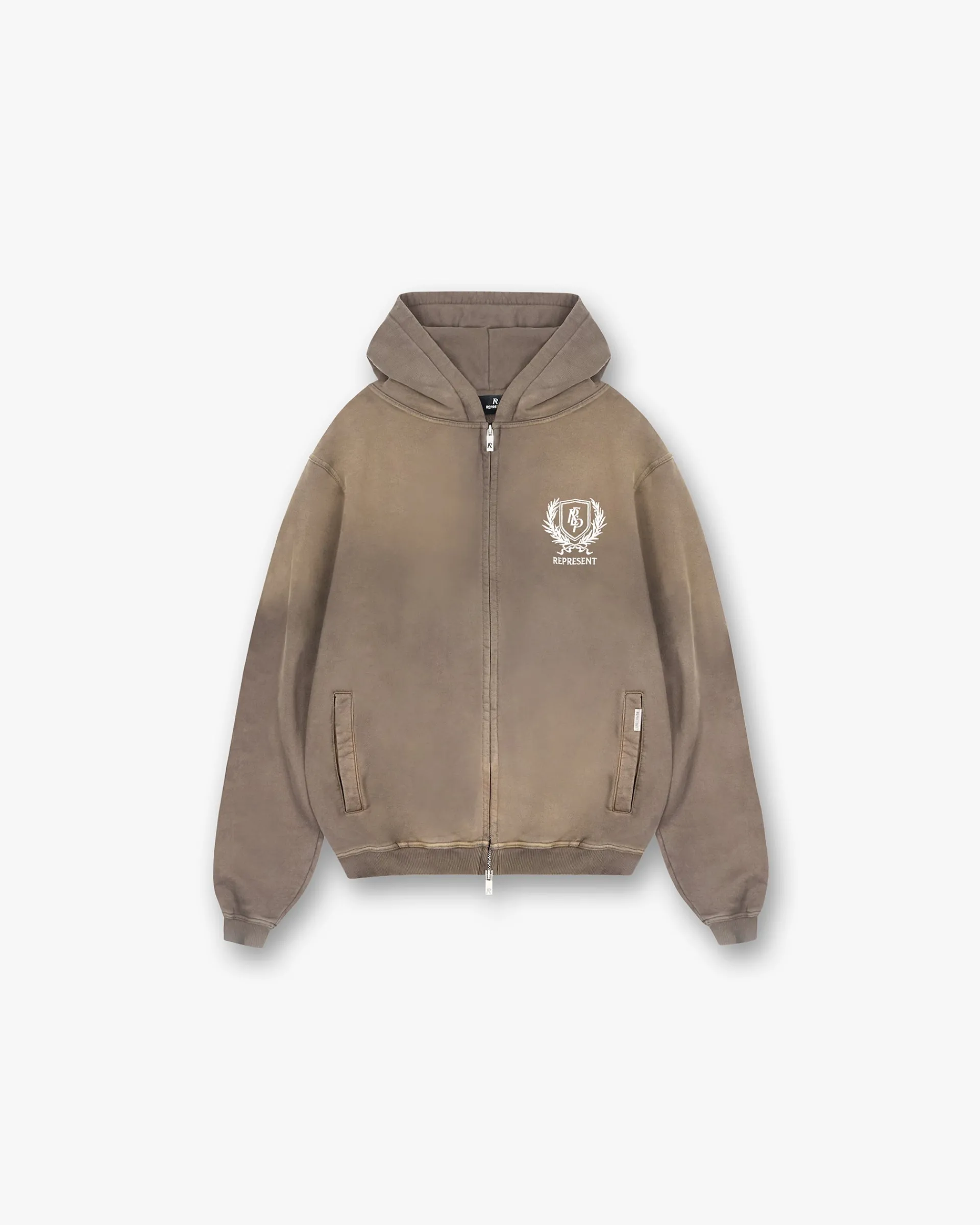 Represent Crest Zip Up Hoodie - Dark Taupe> Hoodies