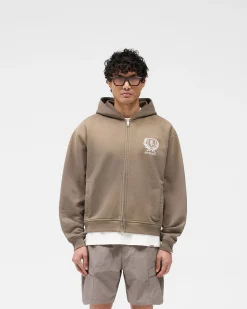 Represent Crest Zip Up Hoodie - Dark Taupe><noscript><img width=
