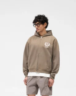 Represent Crest Zip Up Hoodie - Dark Taupe><noscript><img width=