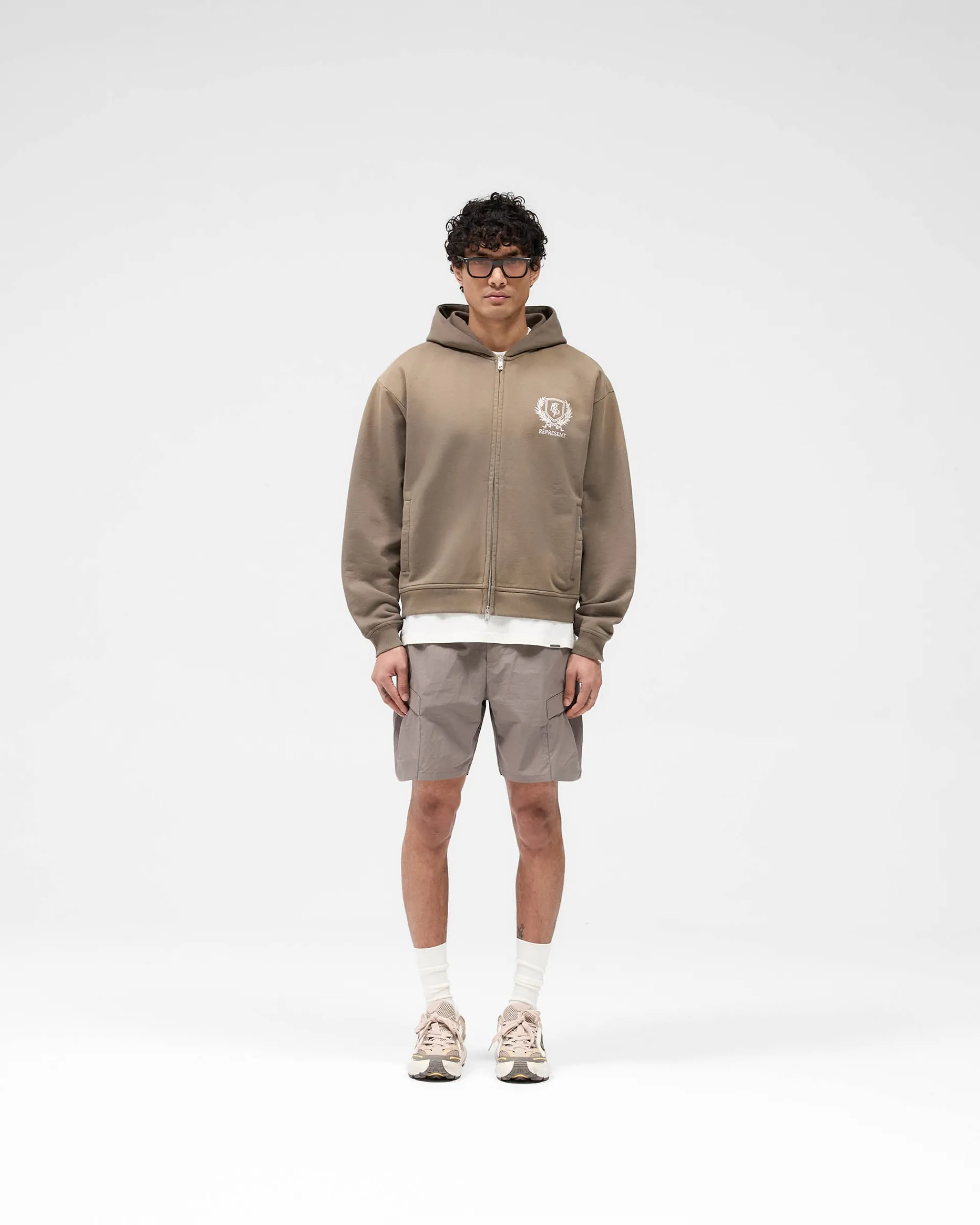 Represent Crest Zip Up Hoodie - Dark Taupe> Hoodies