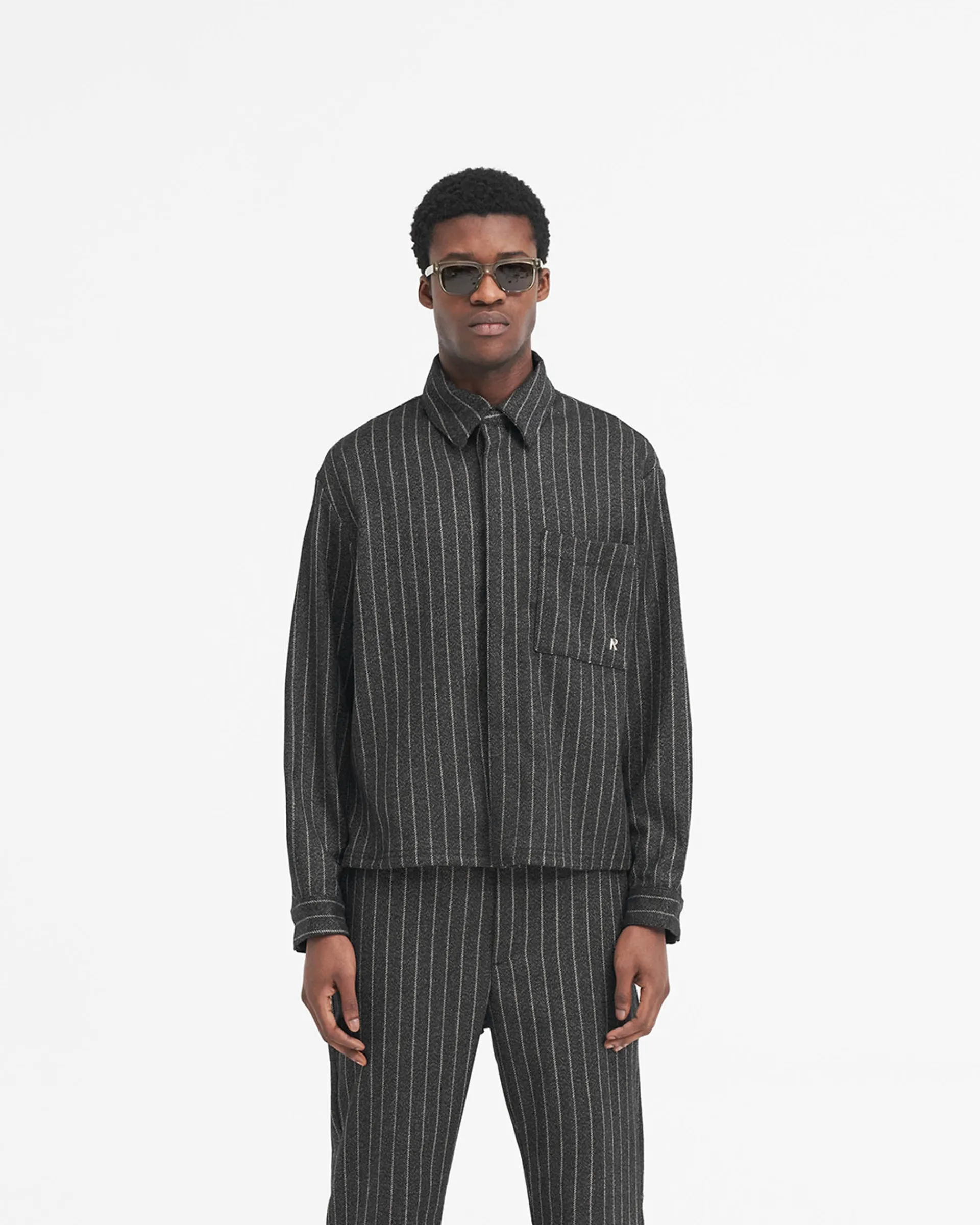 Represent Cropped Dress Shirt - Black Pinstripe> Shirts