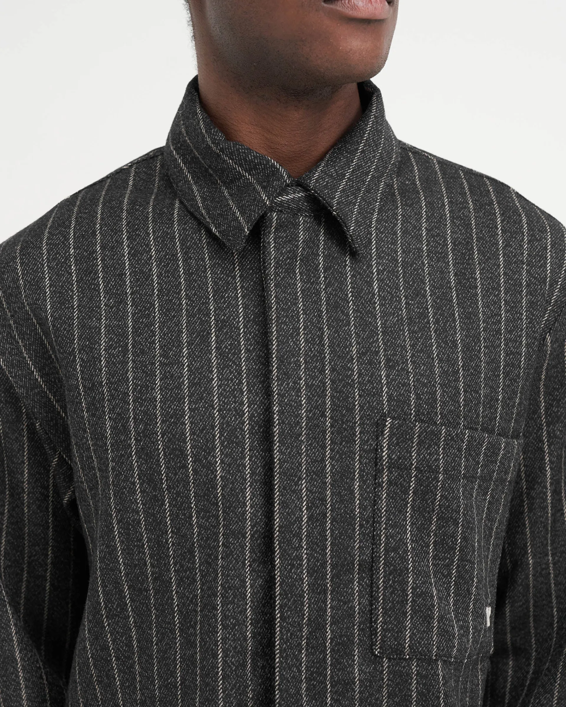Represent Cropped Dress Shirt - Black Pinstripe> Shirts