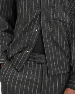 Represent Cropped Dress Shirt - Black Pinstripe><noscript><img width=