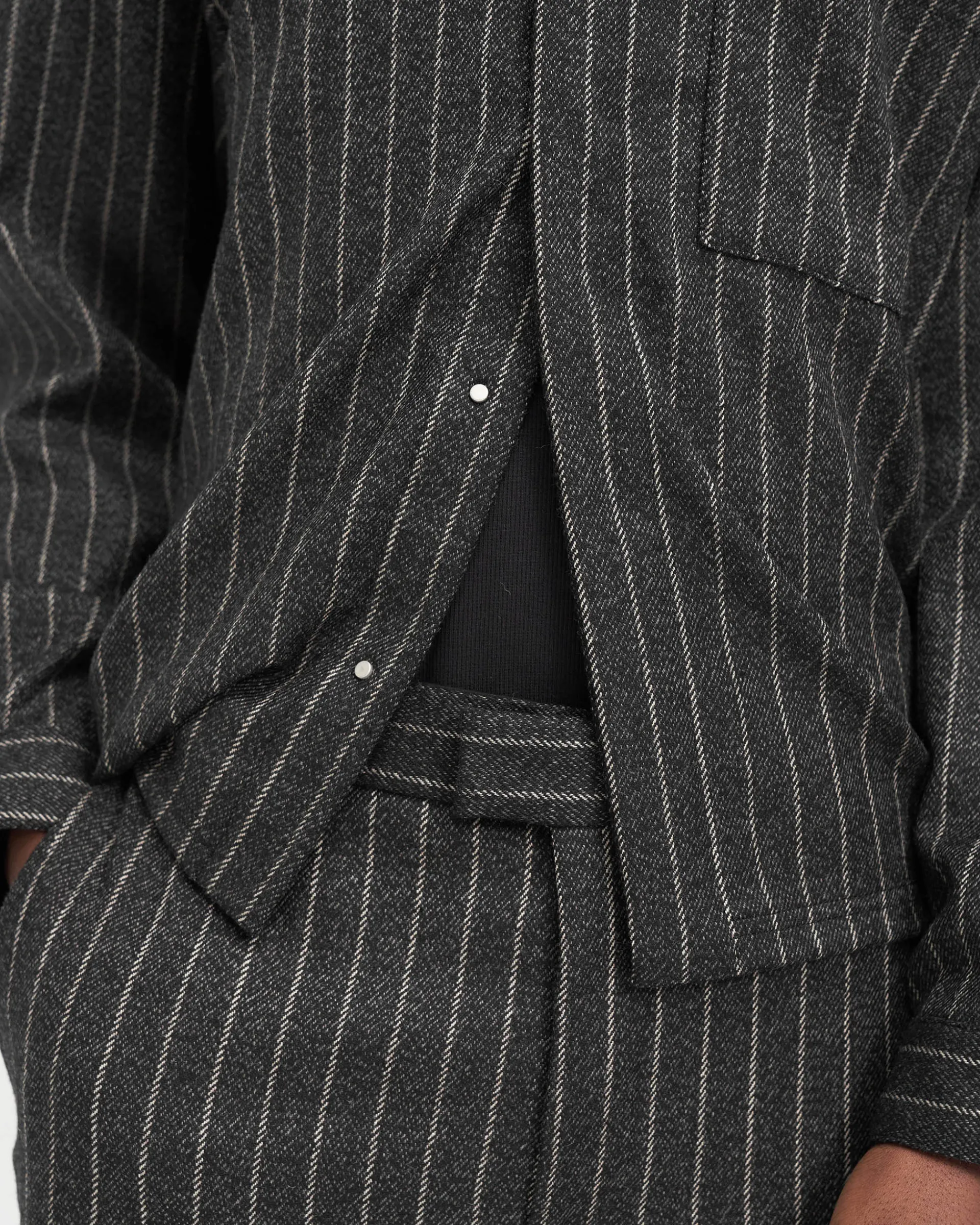 Represent Cropped Dress Shirt - Black Pinstripe> Shirts