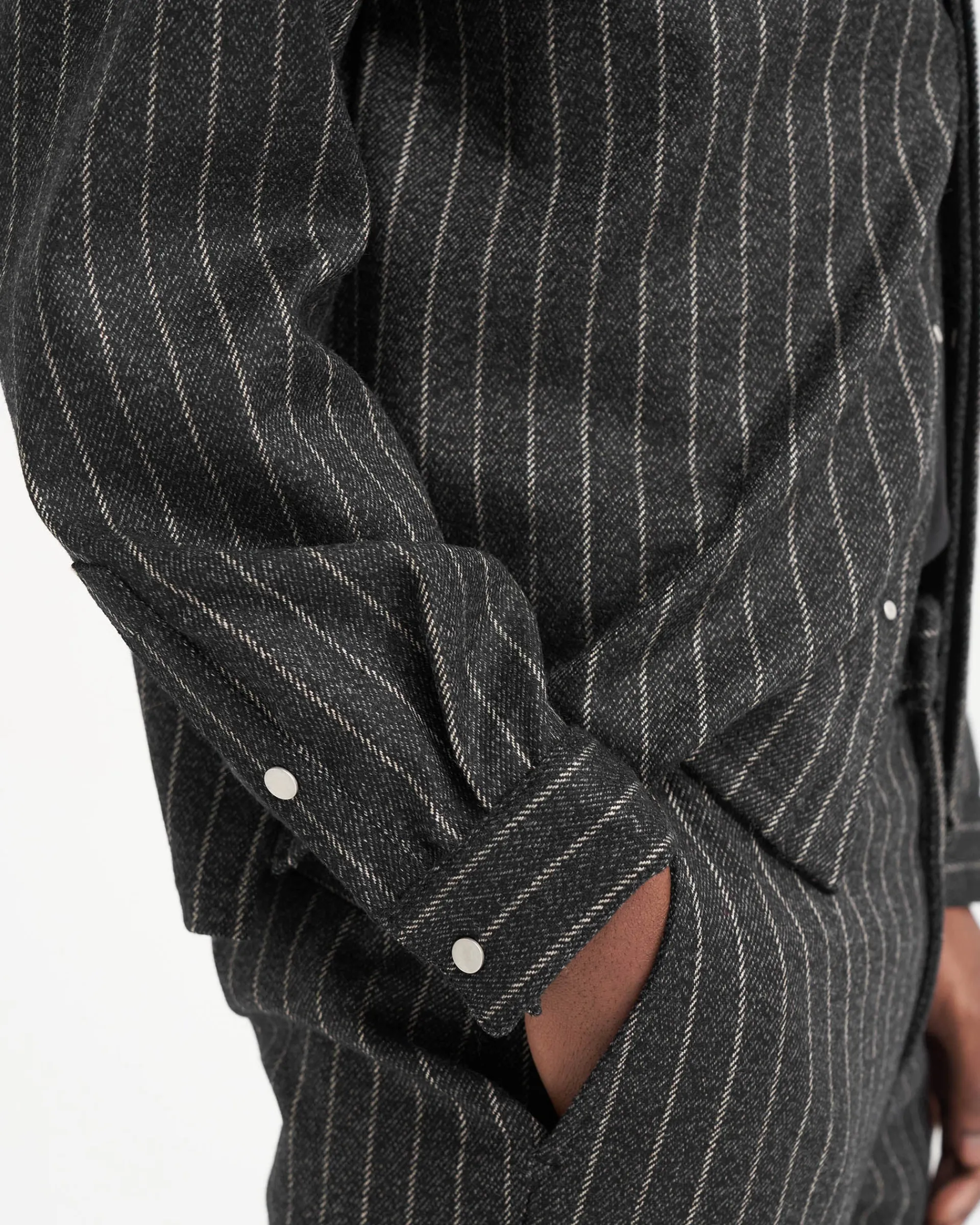 Represent Cropped Dress Shirt - Black Pinstripe> Shirts