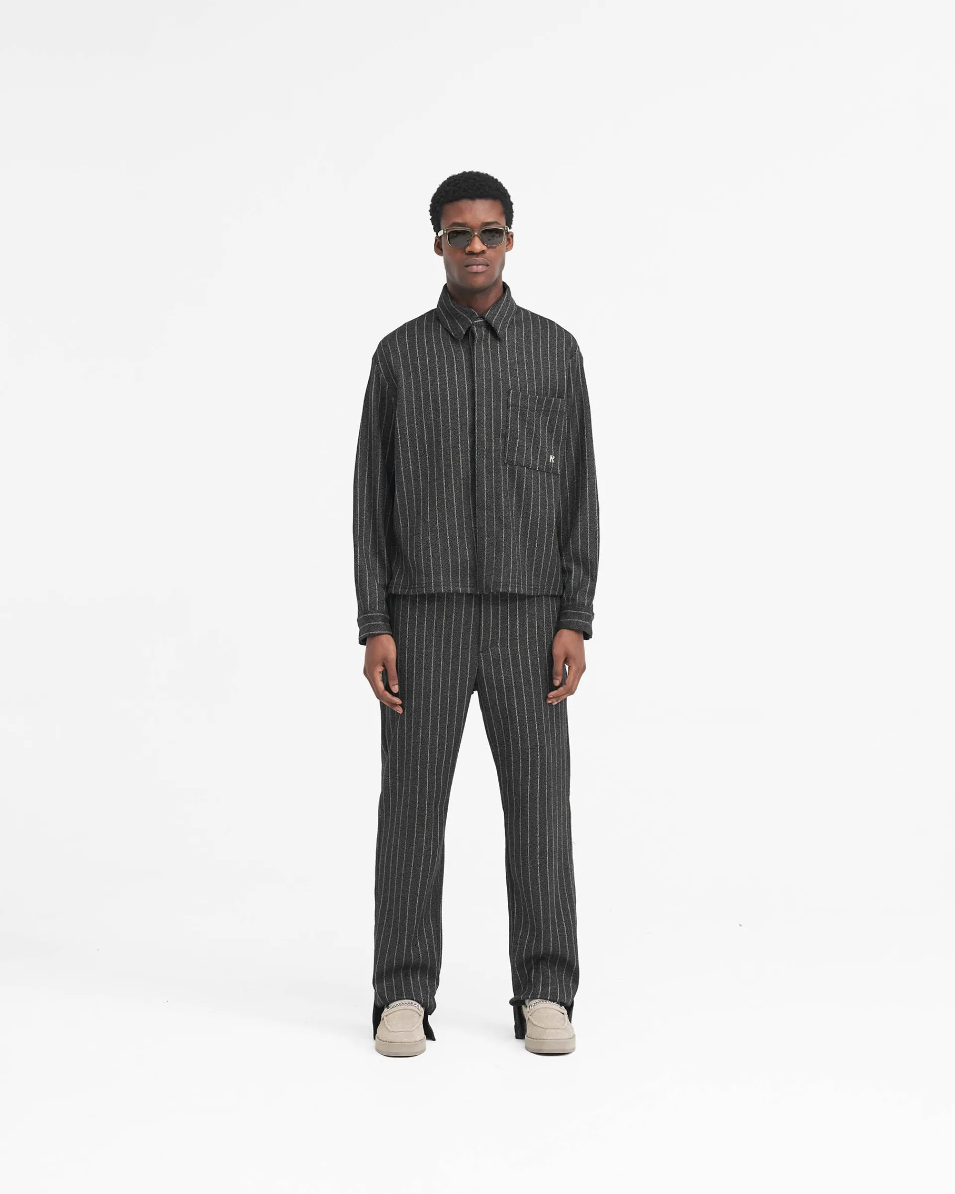 Represent Cropped Dress Shirt - Black Pinstripe> Shirts
