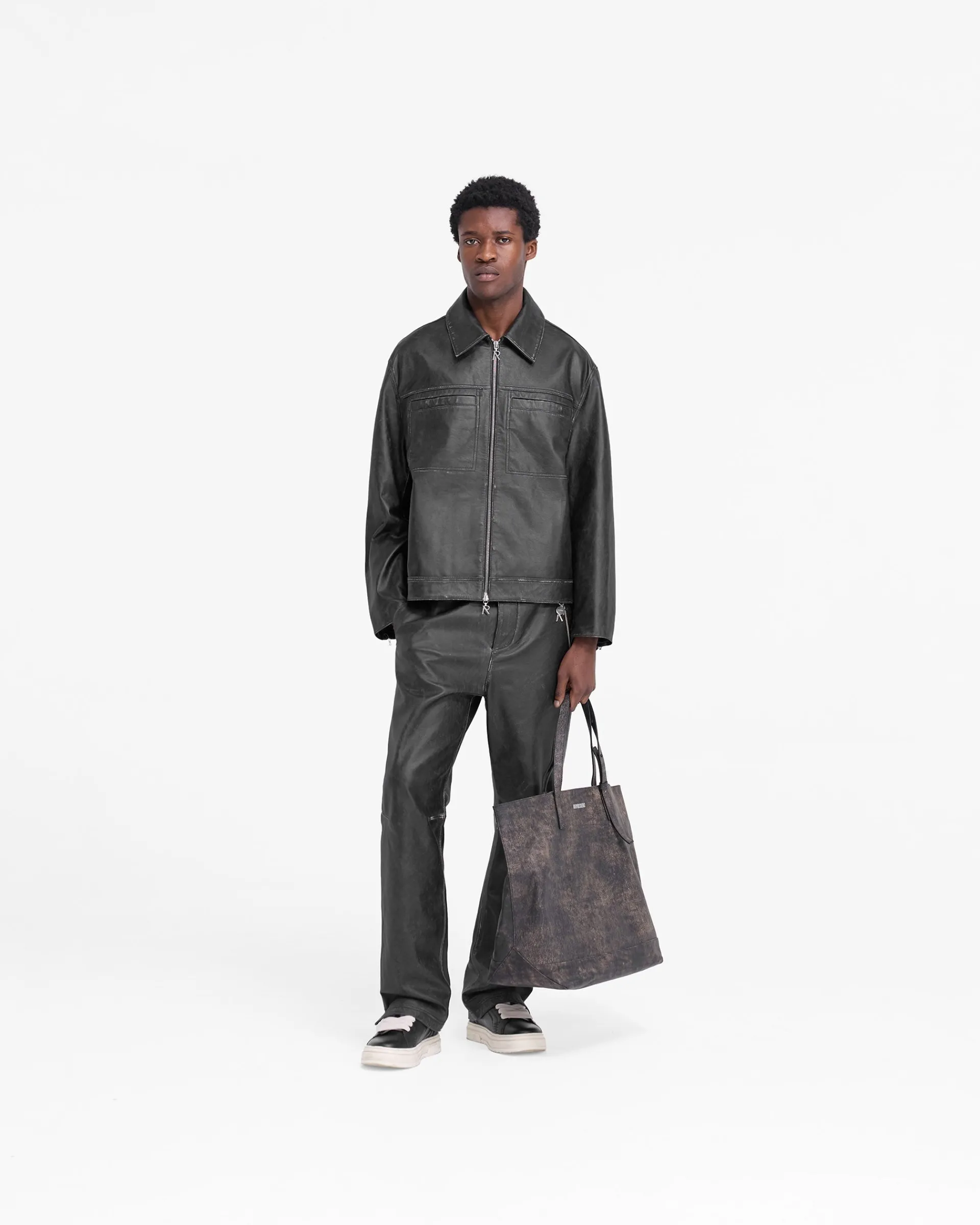 Represent Distressed Leather Pant -> Pants