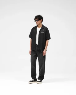 Represent Embroidered Bowling Shirt - Jet Black><noscript><img width=