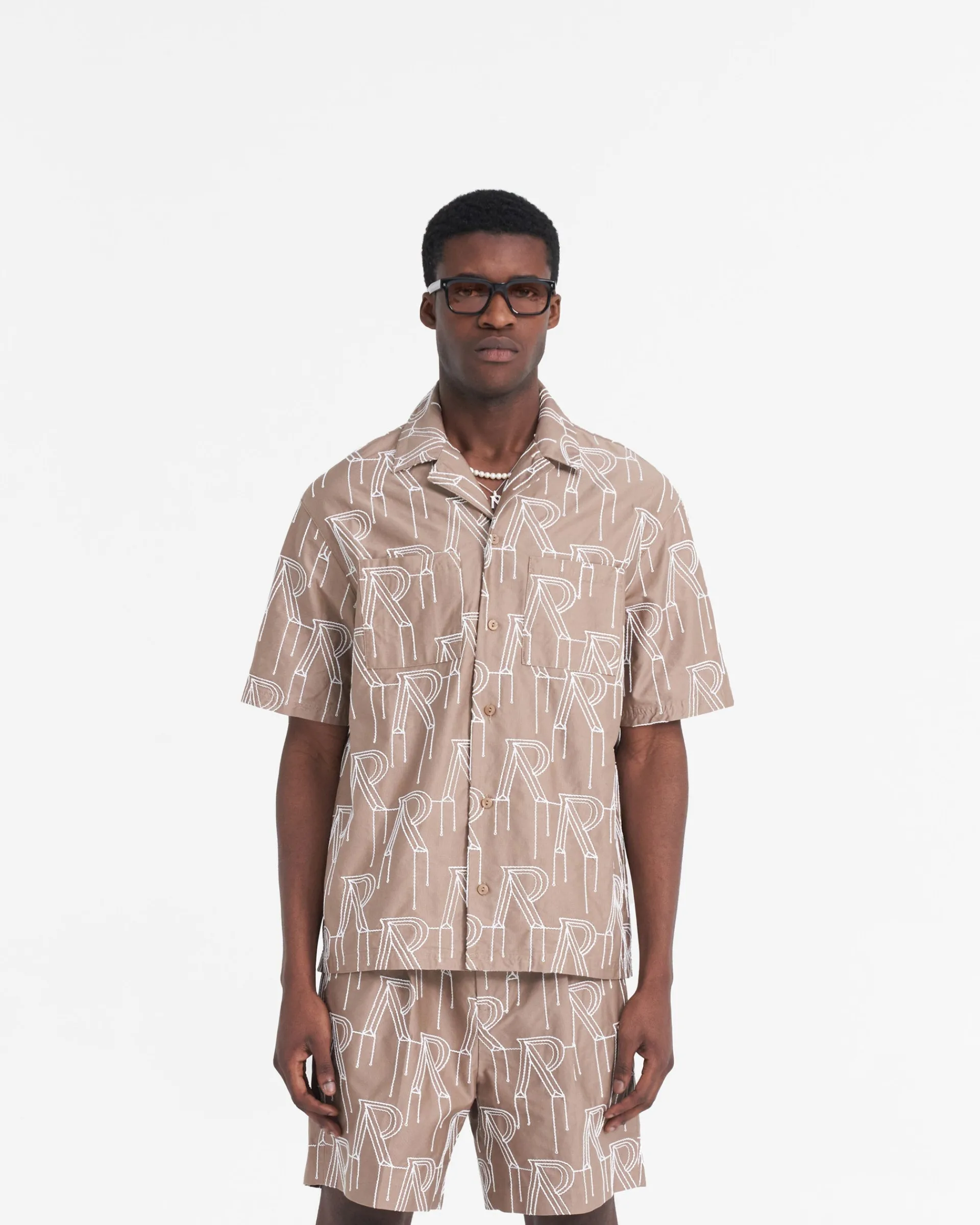 Represent Embroidered Initial Overshirt - Washed Taupe> Shirts