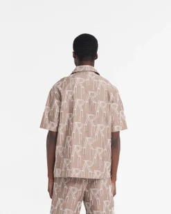 Represent Embroidered Initial Overshirt - Washed Taupe><noscript><img width=