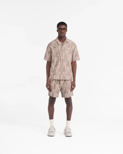 Represent Embroidered Initial Overshirt - Washed Taupe><noscript><img width=
