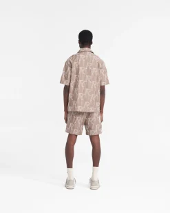 Represent Embroidered Initial Overshirt - Washed Taupe><noscript><img width=