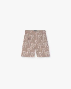 Represent Embroidered Initial Tailored Short - Washed Taupe> Shorts