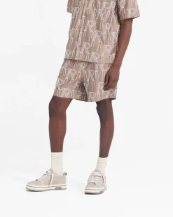 Represent Embroidered Initial Tailored Short - Washed Taupe> Shorts
