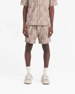 Represent Embroidered Initial Tailored Short - Washed Taupe><noscript><img width=