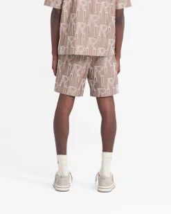 Represent Embroidered Initial Tailored Short - Washed Taupe><noscript><img width=