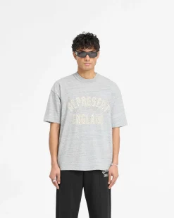 Represent England Applique T-Shirt - Grey Marl><noscript><img width=