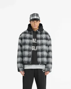 Represent Flannel Check Overshirt - Jet Black><noscript><img width=