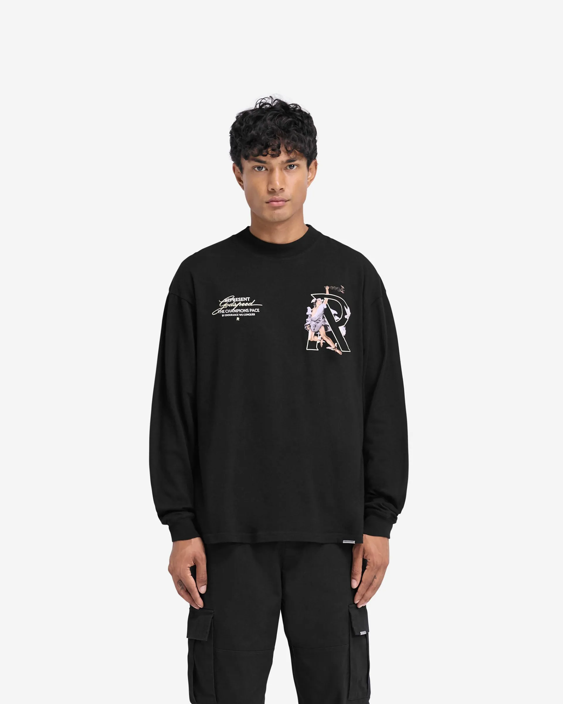 Represent Hermes Long Sleeve T-Shirt - Jet Black> T-Shirts