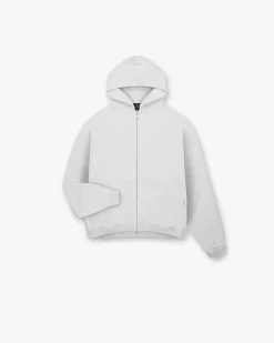 Represent Initial Boxy Zip Through Hoodie - Ice Grey Marl> Hoodies