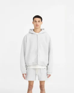 Represent Initial Boxy Zip Through Hoodie - Ice Grey Marl><noscript><img width=