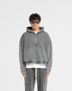 Represent Initial Boxy Zip Through Hoodie - Vintage Grey><noscript><img width=