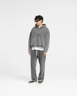 Represent Initial Boxy Zip Through Hoodie - Vintage Grey><noscript><img width=