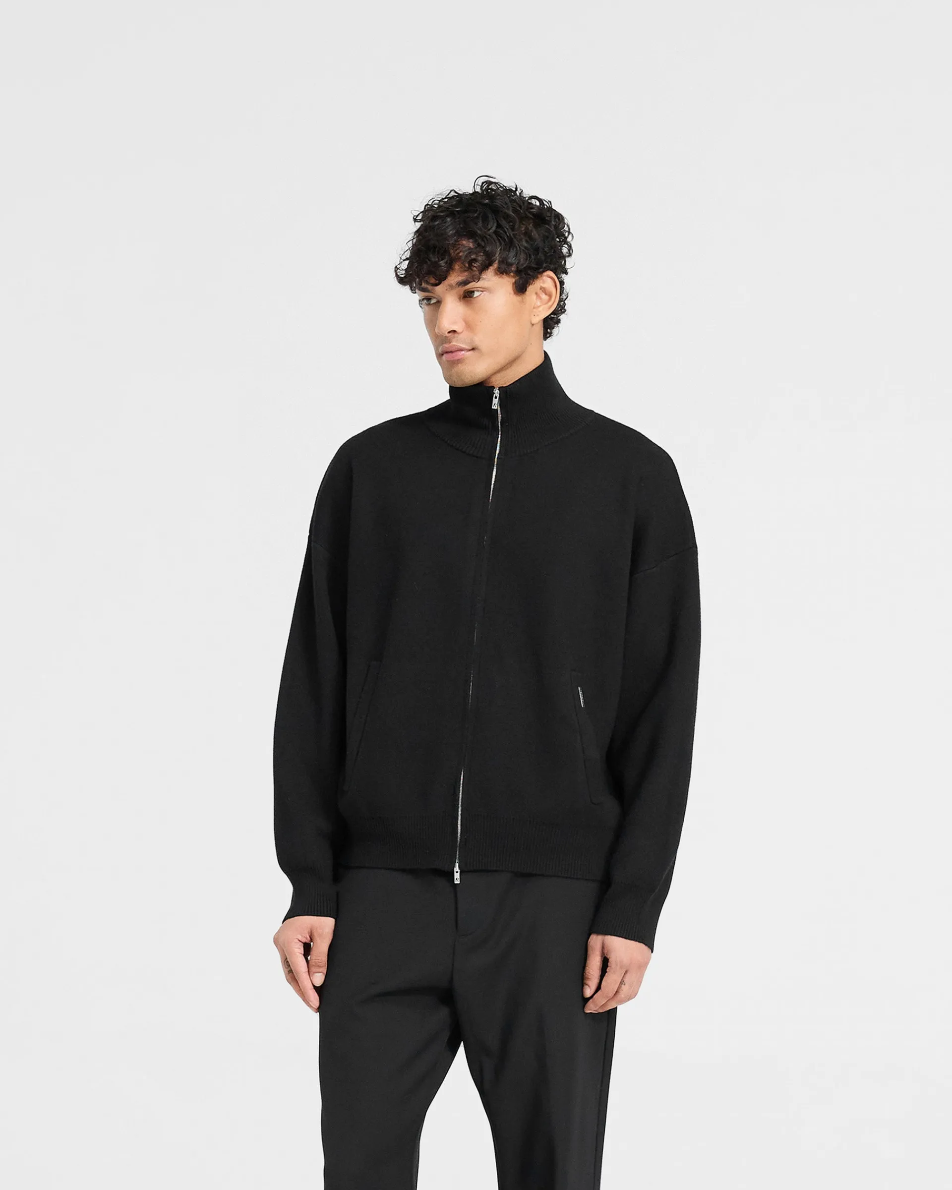 Represent Initial Knitted Track Jacket - Jet Black> Knitwear