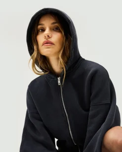 Represent Initial Oversized Crop Hoodie - Washed Black><noscript><img width=