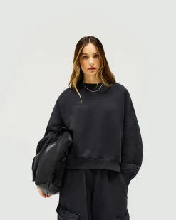 Represent Initial V Notch Sweater - Washed Black><noscript><img width=