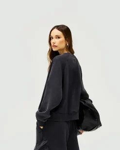 Represent Initial V Notch Sweater - Washed Black><noscript><img width=