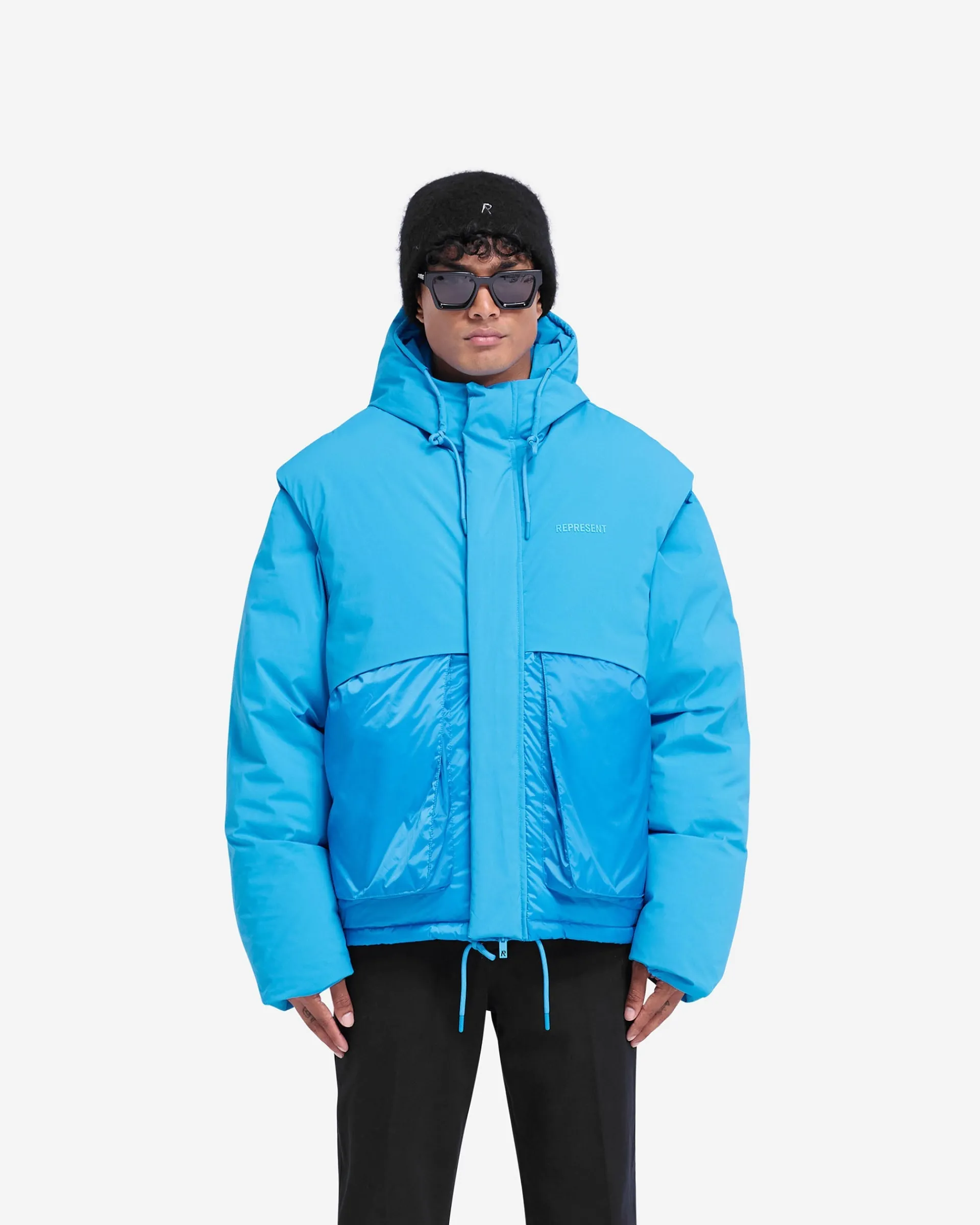 Represent Layered Hooded Puffer - Electric Blue> Puffer Jackets | Outerwear