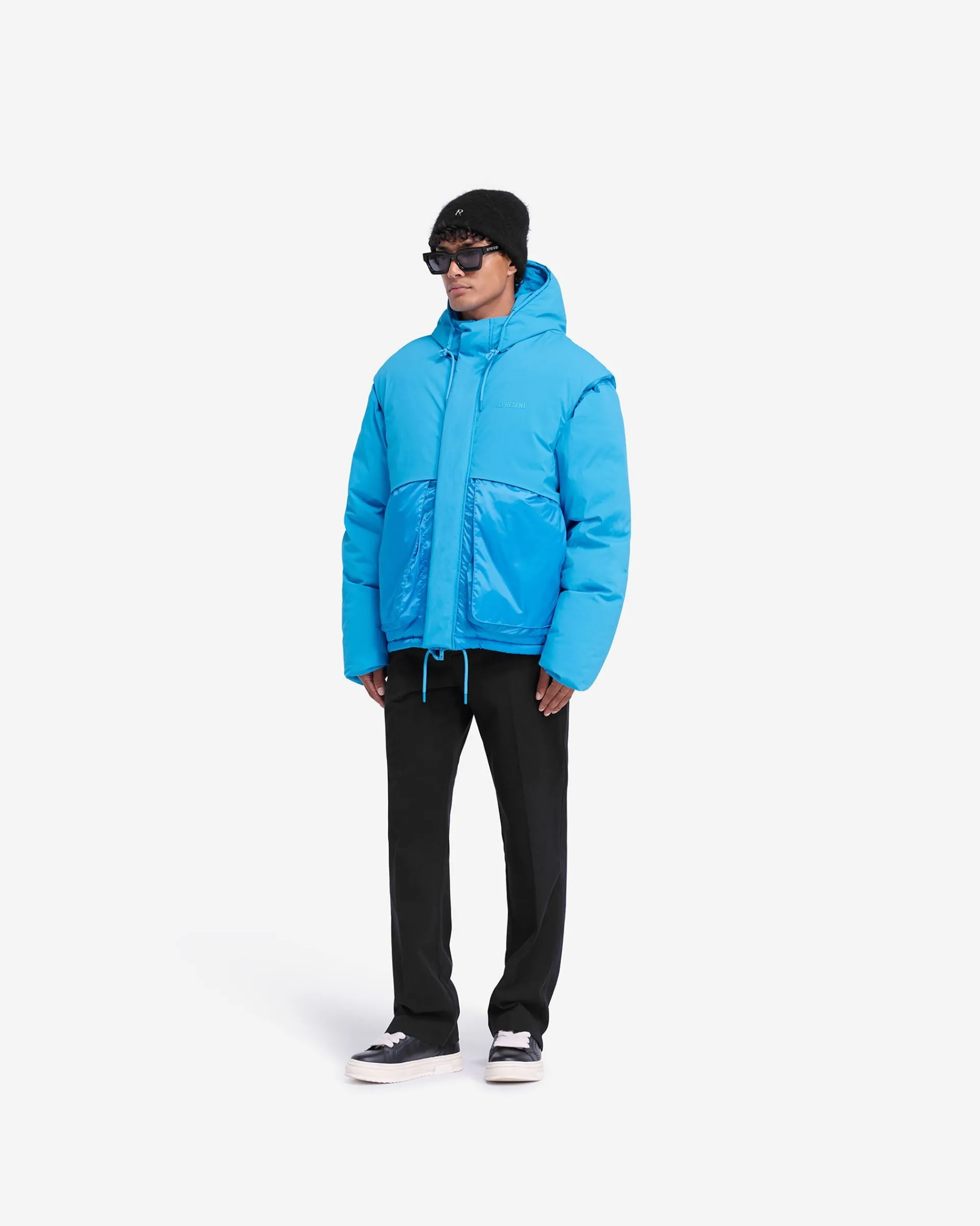 Represent Layered Hooded Puffer - Electric Blue> Puffer Jackets | Outerwear
