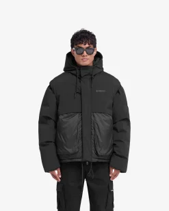Represent Layered Hooded Puffer - Jet Black><noscript><img width=