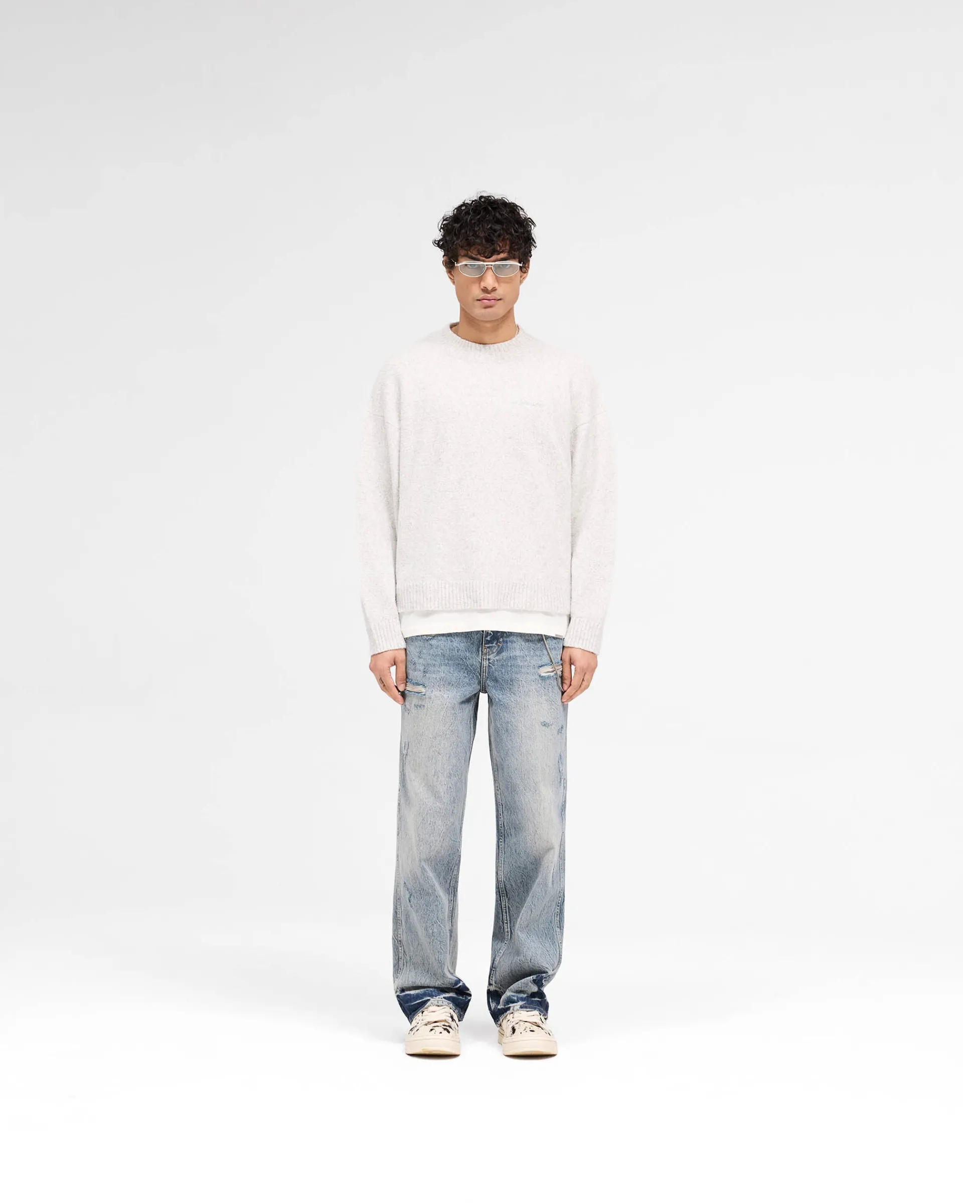 Represent Marled Knit Jumper - Ice Grey Marl> Knitwear