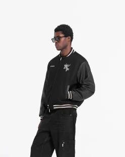 Represent Mascot Wool Varsity Jacket - Jet Black><noscript><img width=