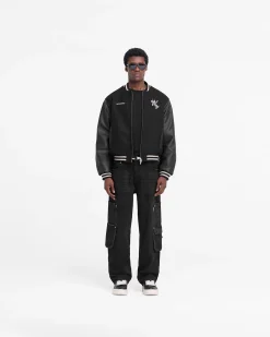 Represent Mascot Wool Varsity Jacket - Jet Black><noscript><img width=