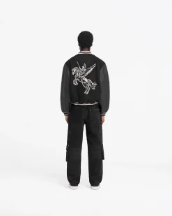 Represent Mascot Wool Varsity Jacket - Jet Black><noscript><img width=