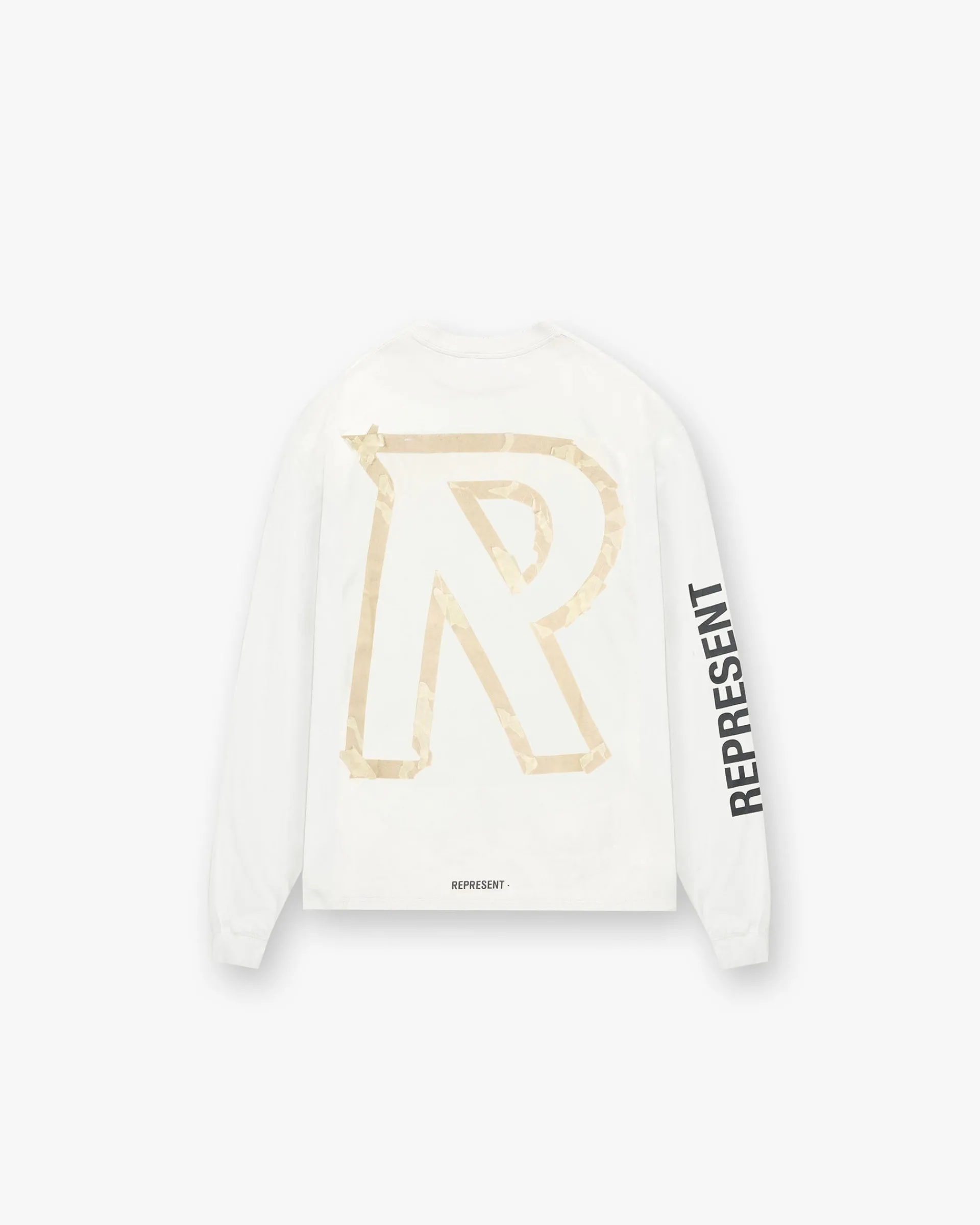Represent Masking Tape Initial Long Sleeve T-Shirt - Flat White> T-Shirts
