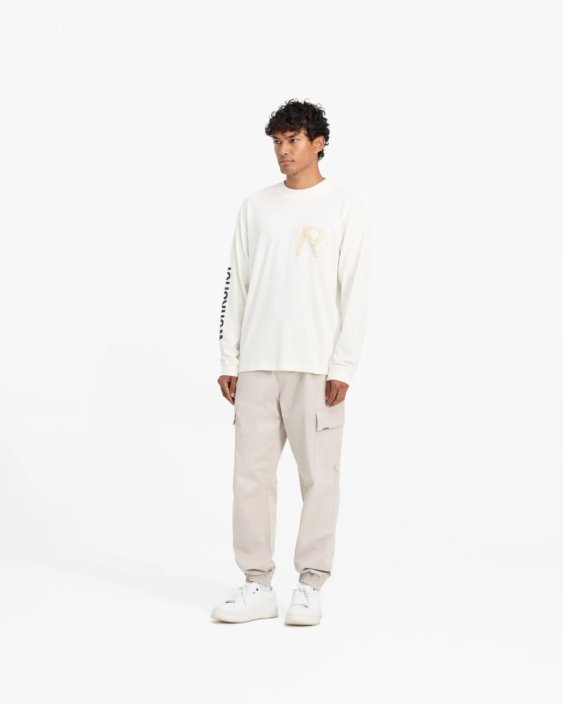 Represent Masking Tape Initial Long Sleeve T-Shirt - Flat White> T-Shirts
