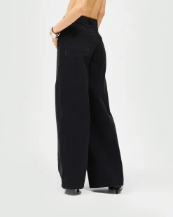 Represent Mid Rise Wide Leg Jean - Washed Black><noscript><img width=