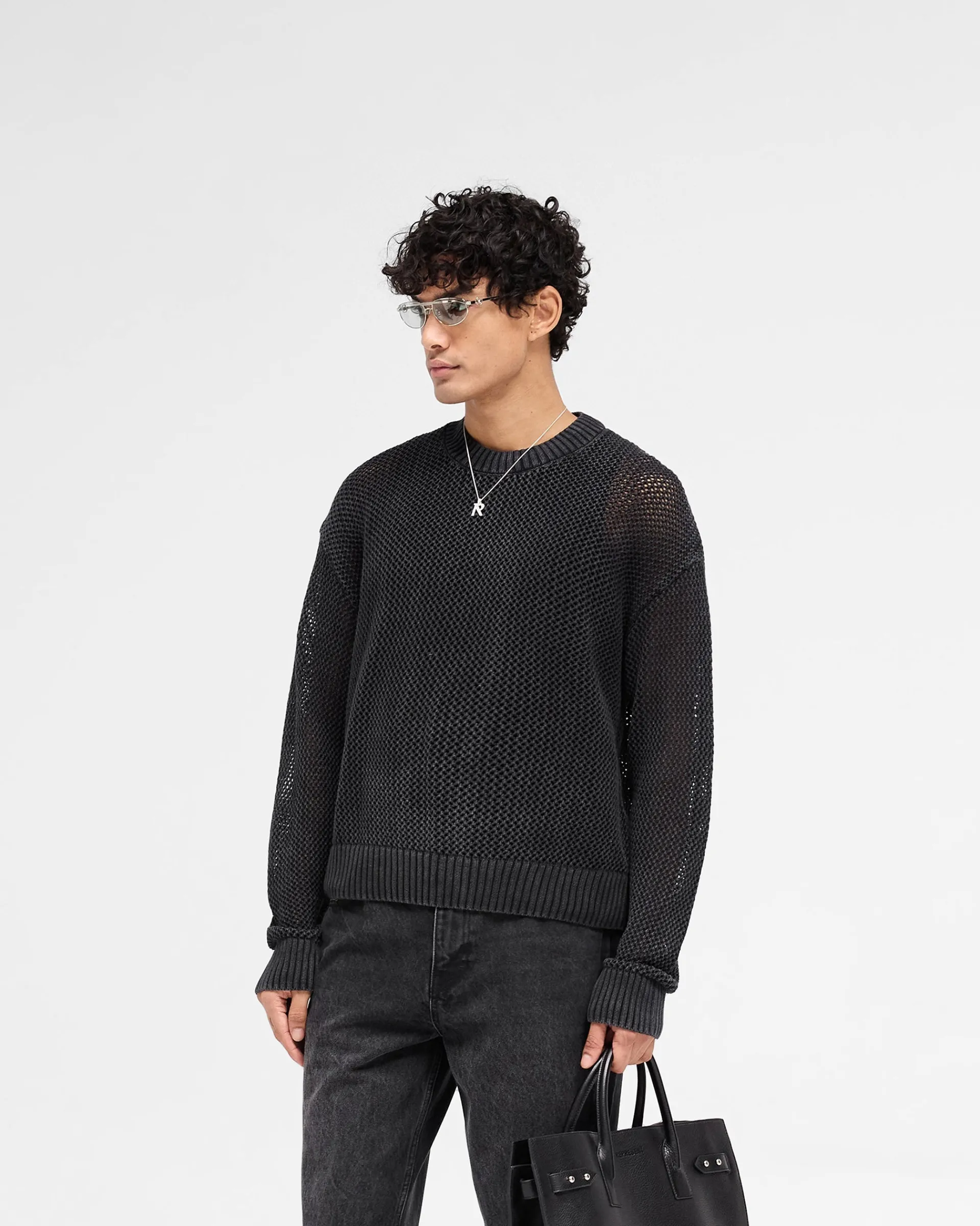 Represent Open Gauge Knit Sweater - Jet Black> Knitwear