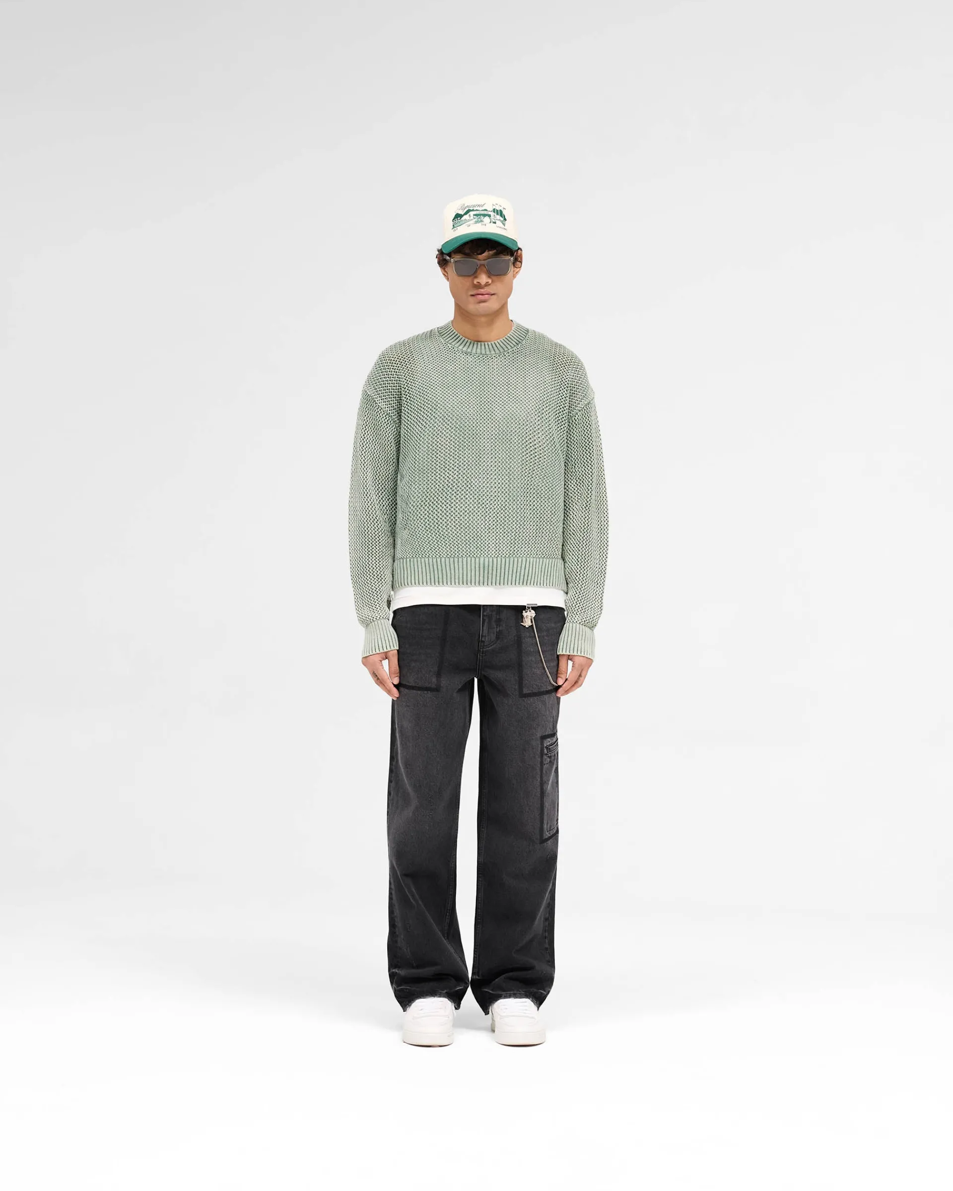 Represent Open Gauge Knit Sweater - Forest Green> Knitwear