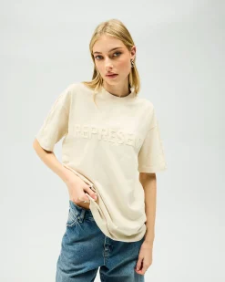 Represent Owners Club Boyfriend T-Shirt - Oat Milk><noscript><img width=