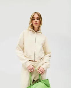 Represent Owners Club Slim Zip Hoodie - Oat Milk><noscript><img width=