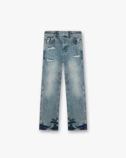 Represent R3 Distressed Baggy Denim - Blue Cream> Denim