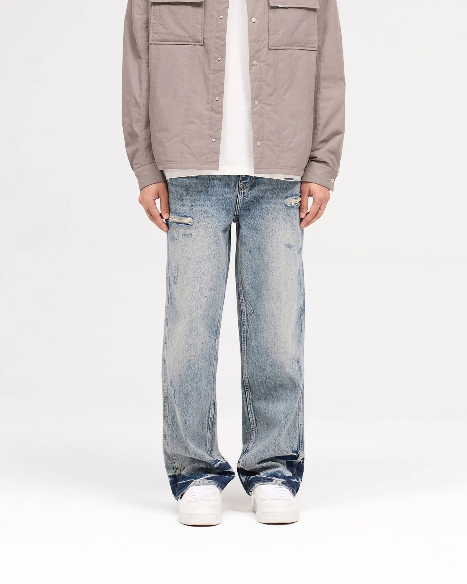 Represent R3 Distressed Baggy Denim - Blue Cream> Denim