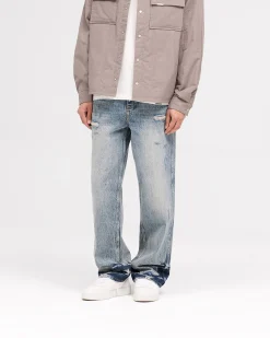 Represent R3 Distressed Baggy Denim - Blue Cream><noscript><img width=