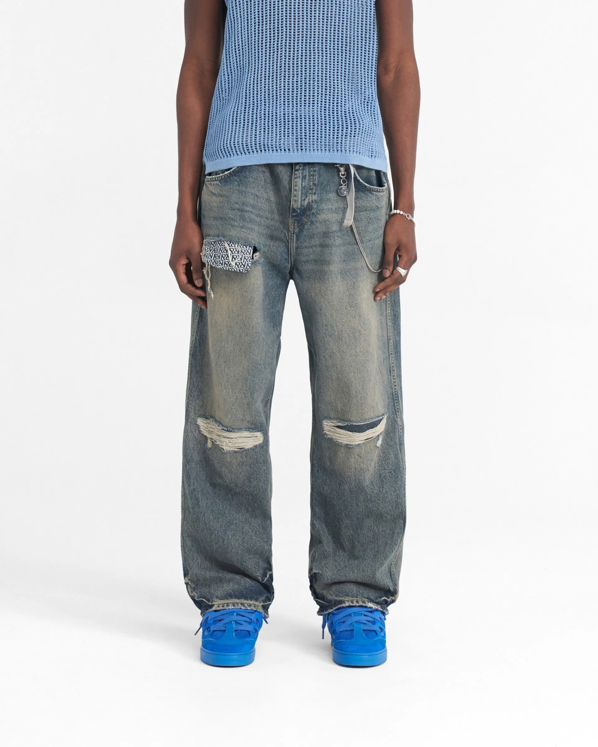 Represent R3D Destroyer Baggy Denim - Blue Cream> Denim